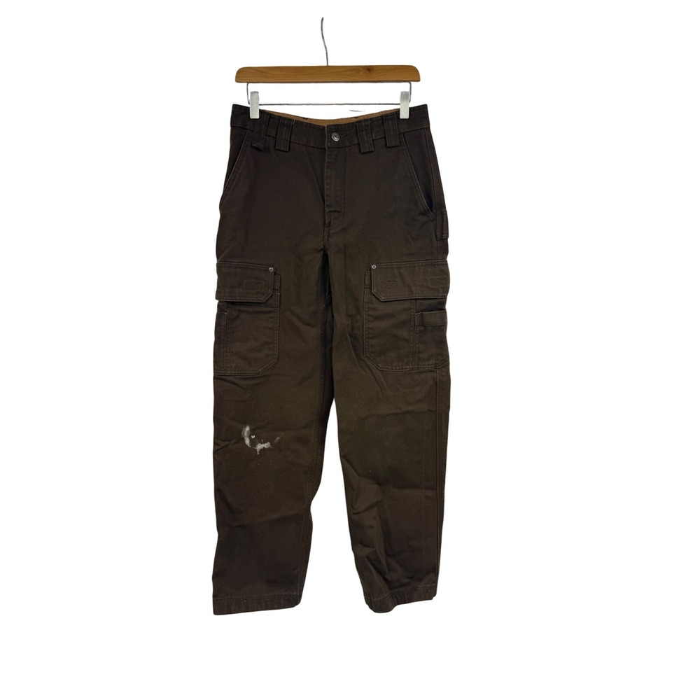 Duluth Trading Co Mens Brown Fire Hose Cargo Work Pants 30x32 Cotton Canvas